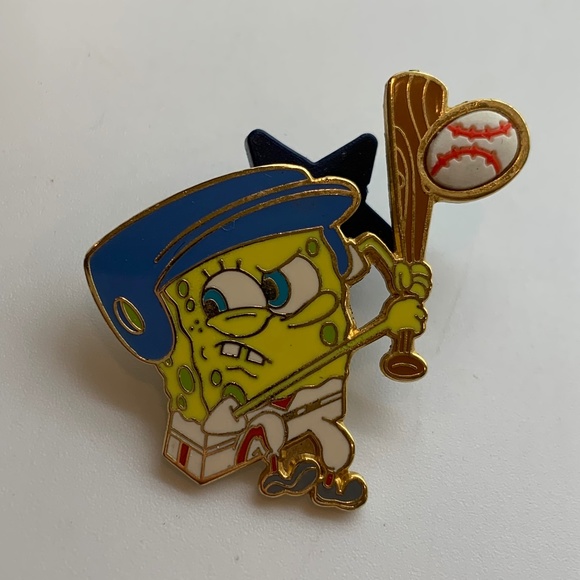 SpongeBob Squarepants Playing Baseball Universal Studios Pin Trading Pin 2007 - Picture 1 of 9